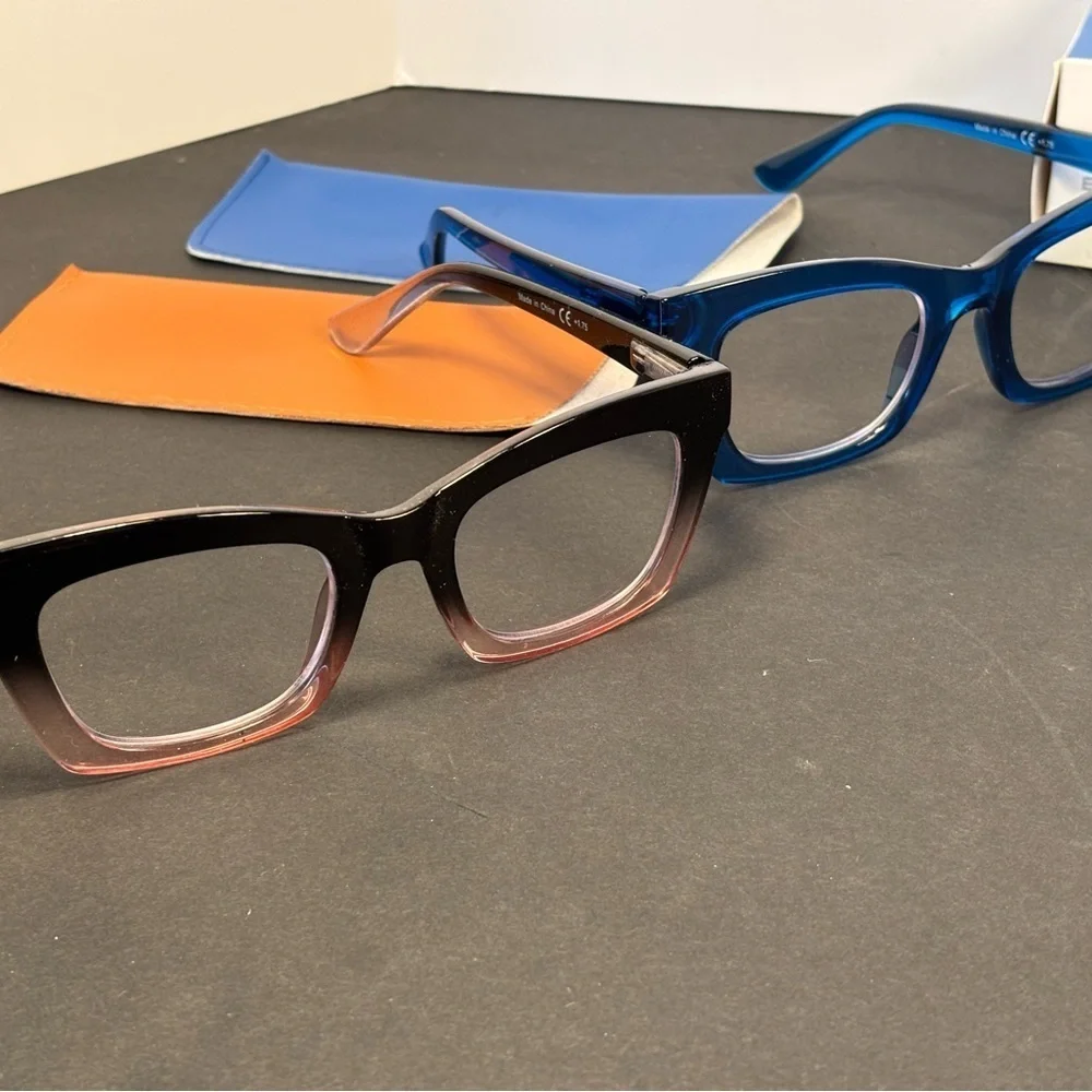 Oprah Style Progressive Reading Glasses +1.75 | 4 Pack Bold Oversized Frames